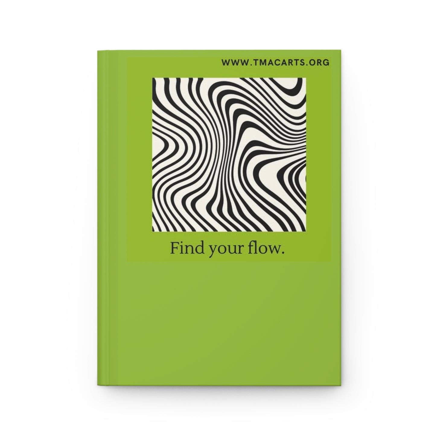 Find Your Flow Hardcover Journal — Green Abstract Optical Art Notebook