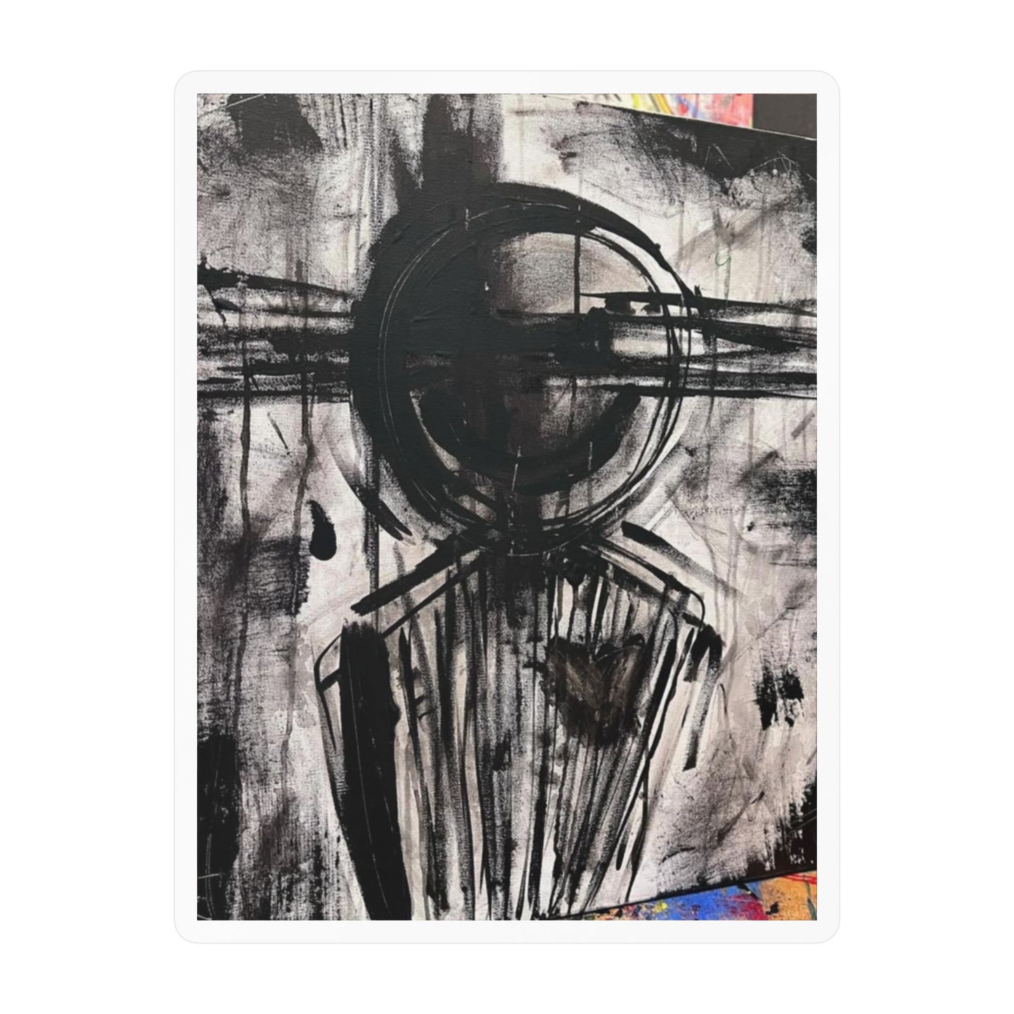 Abstract Monochrome Figure Kiss-Cut Vinyl Decal — Modern Grunge Sticker for Laptops, Windows & Skateboards