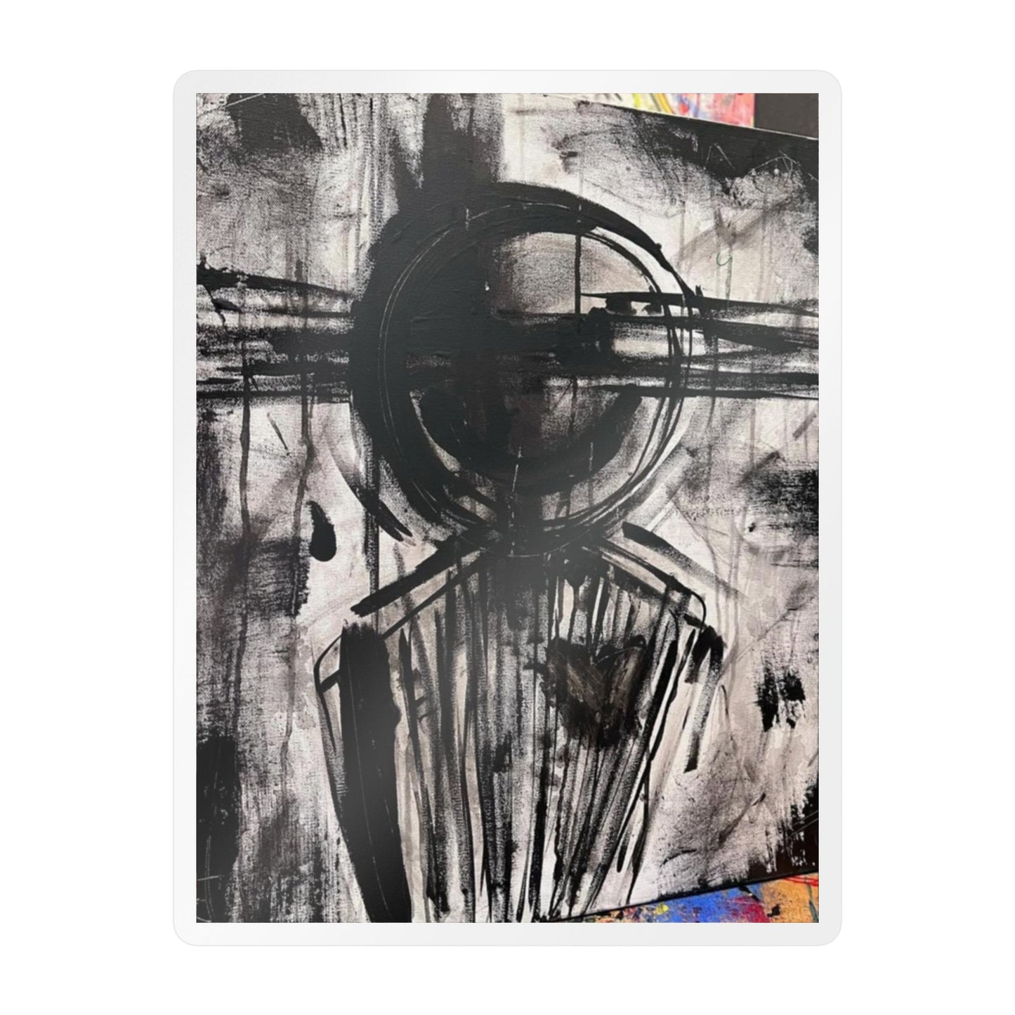Abstract Monochrome Figure Kiss-Cut Vinyl Decal — Modern Grunge Sticker for Laptops, Windows & Skateboards