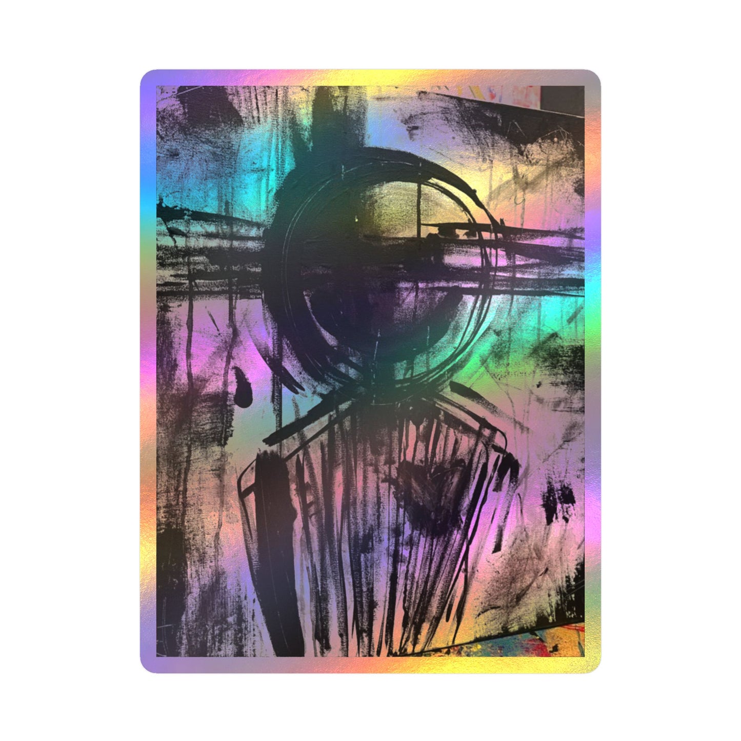 Abstract Monochrome Figure Kiss-Cut Vinyl Decal — Modern Grunge Sticker for Laptops, Windows & Skateboards