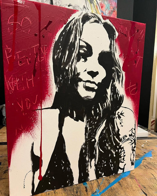 So Pretty When You Cry — mixed media on canvas by Tanya Mac