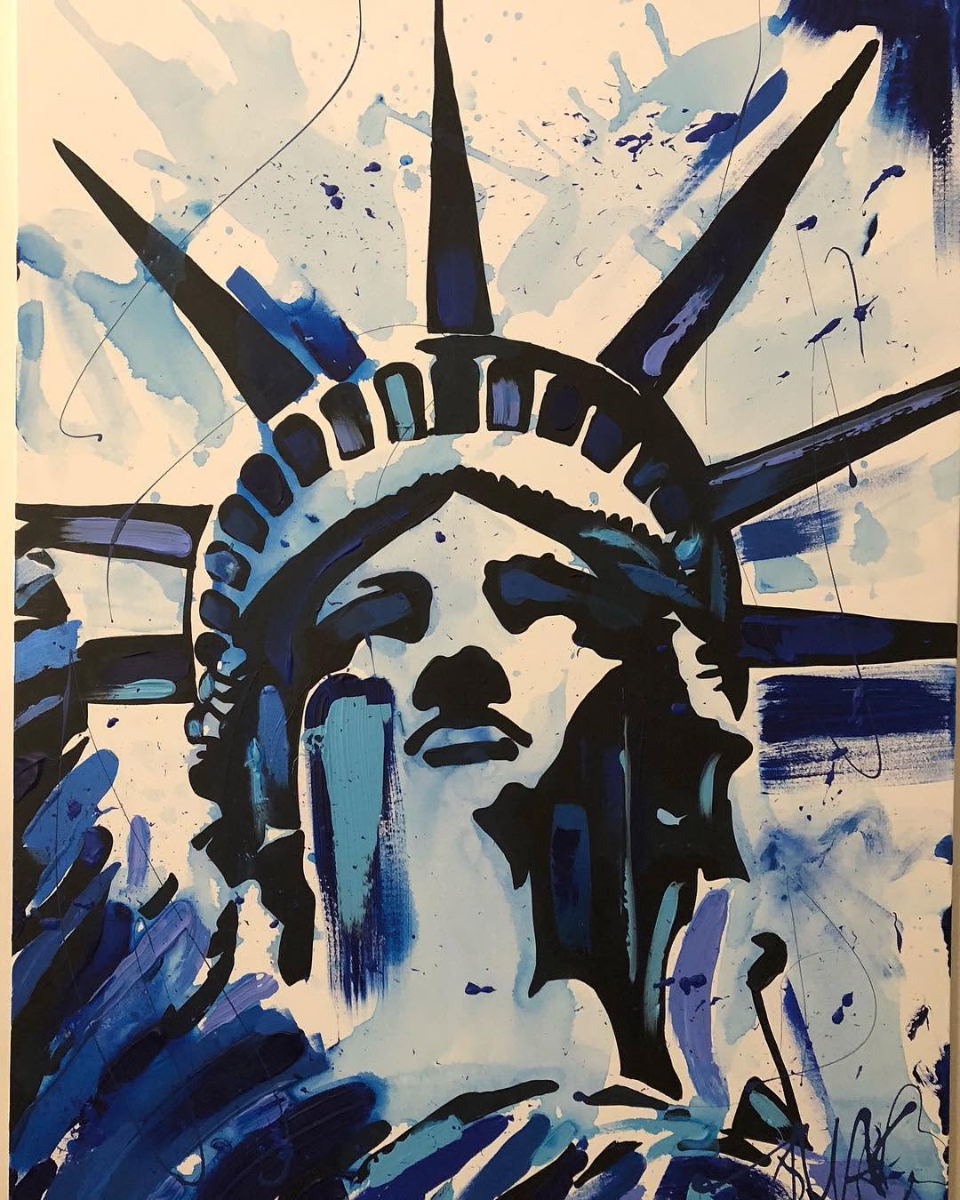Liberty in Blue — acrylic on canvas by Tanya Mac