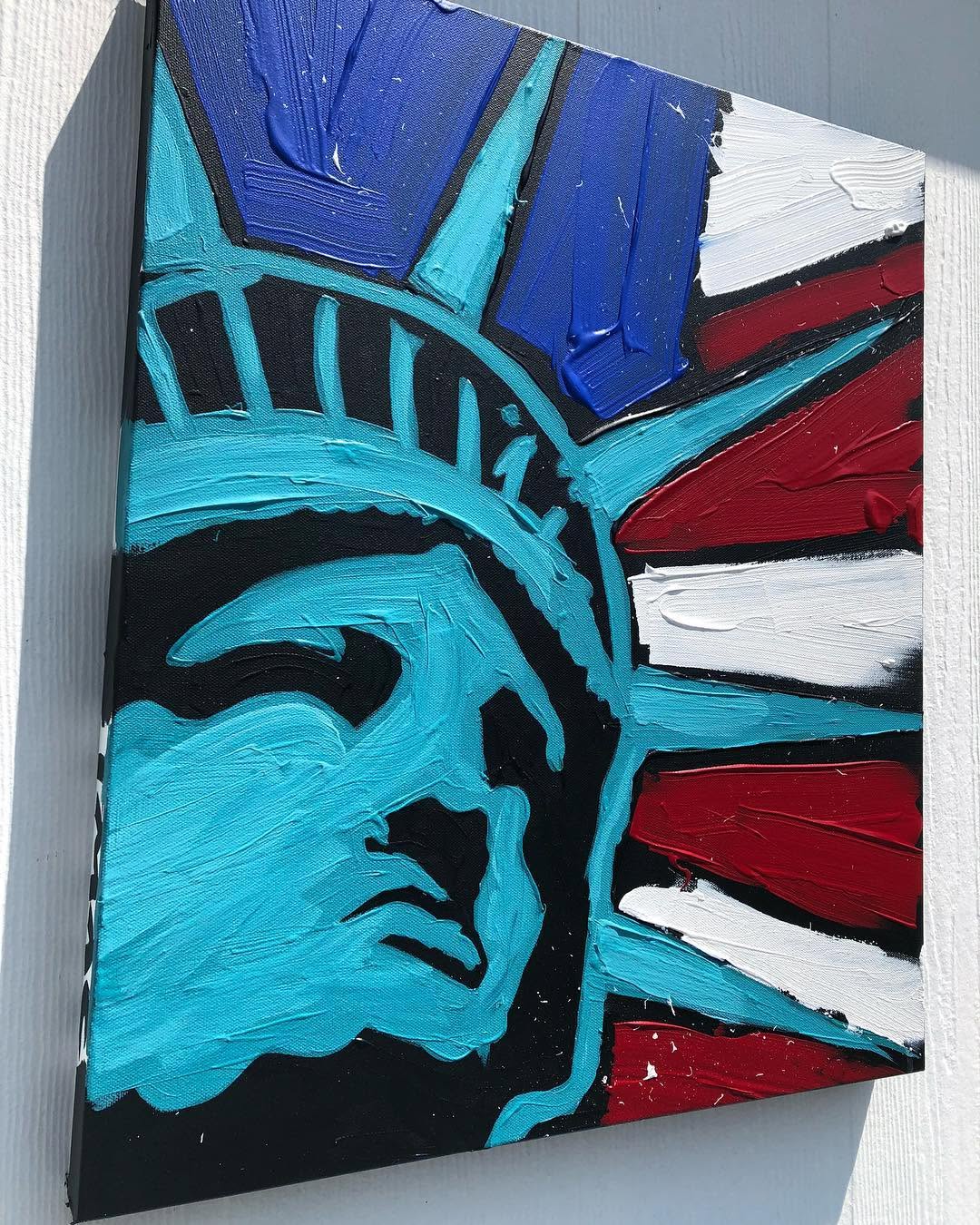 Liberty in Stars and Stripes — acrylic on canvas by Tanya Mac